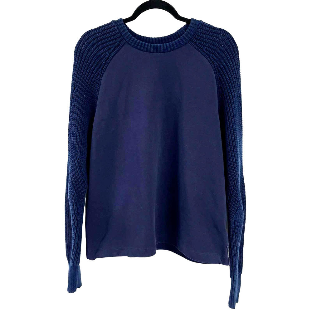 Factory Scotch & Soda Navy Knit Sleeve Sweater Large